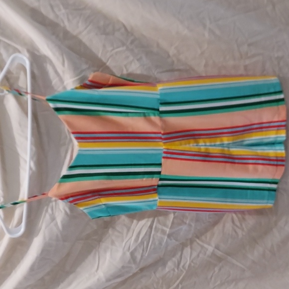 Retro GWT Party Coral and Turquoise w/ Various Colors Spaghetti Strap Romper M - Picture 2 of 7
